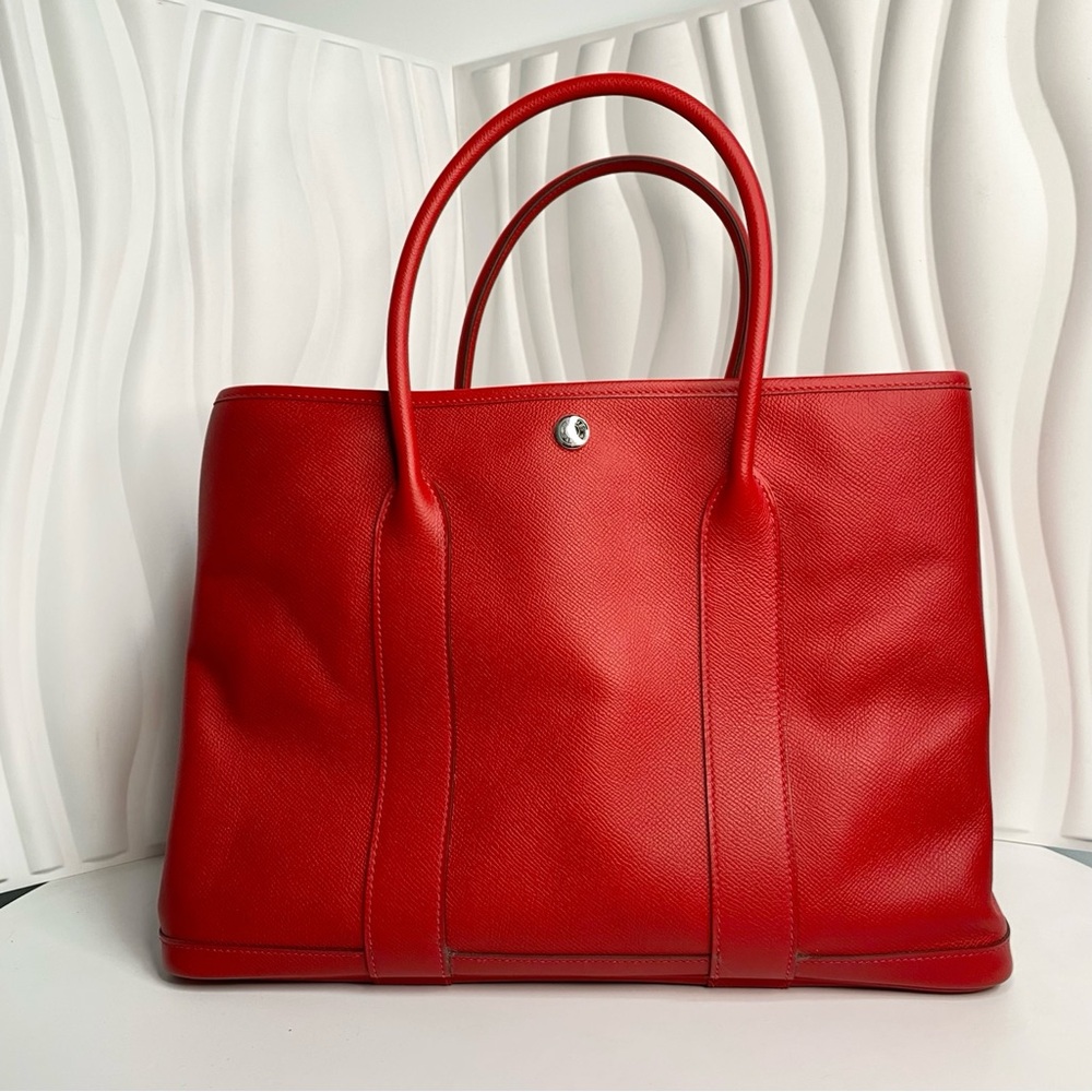 Hermes Garden Party Tote Leather 30 Red